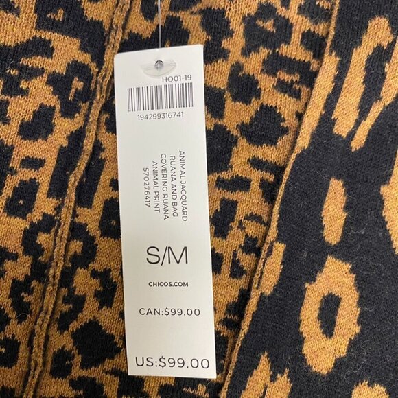 *NWT* CHICO'S Lagenlook Boho Animal Leopard Print Ruana Wrap Size S/M - Picture 7 of 8